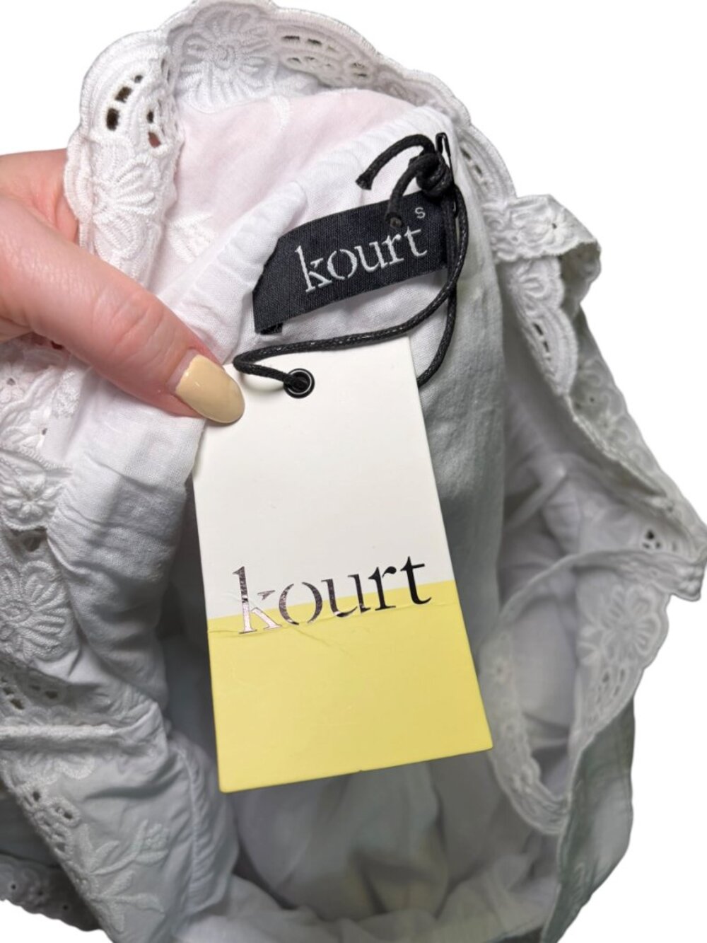 Kourt Florence White Cotton Babydoll Mini Dress NWT Small - Picture 5 of 6